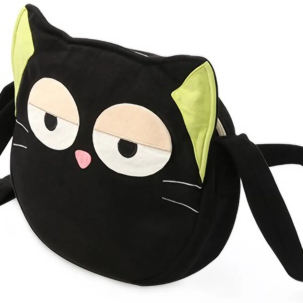 Kawaii Black Canvas Cat-themed Cute Crossbody Bag Casual and Minimalistic Style Kawaii Black Canvas Cat-themed Cute Crossbody Bag Casual and Minimalistic Style