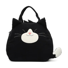Kawaii Black Cat Cotton Cute Tote Bag Casual and Laptop Carryall