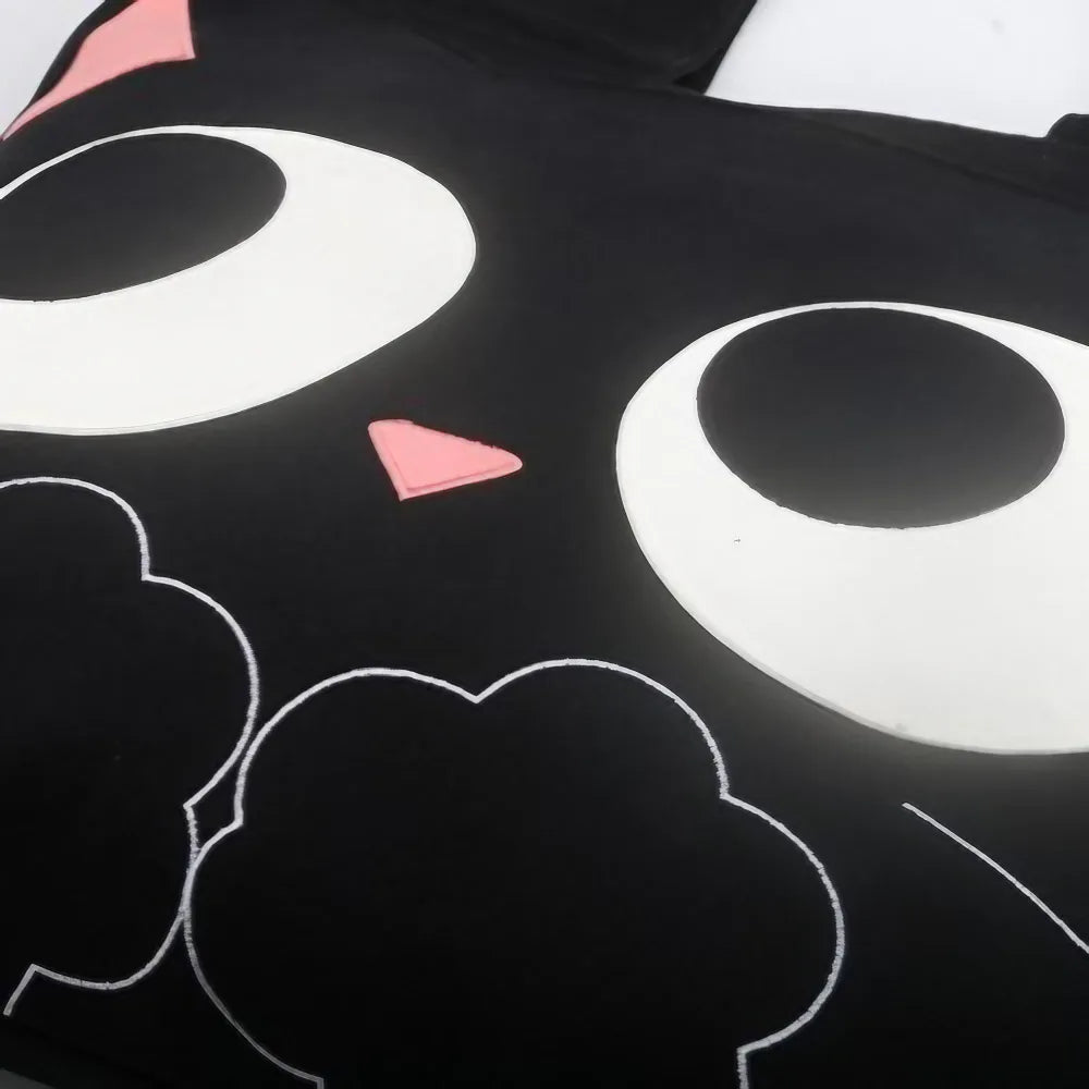 Cute Black Cat Kawaii Shoulder Bag Casual and Functional Cotton Handbag Perfect for Laptops Cute Black Cat Kawaii Shoulder Bag Casual and Functional Cotton Handbag Perfect for Laptops