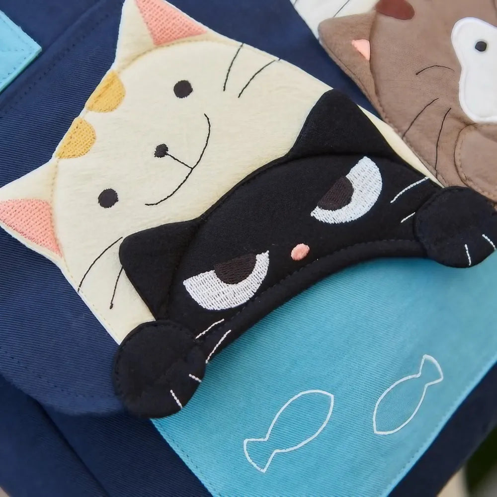 Kawaii Blue Cat Theme Cotton Cute Crossbody Bag Casual and Multi-functional Kawaii Blue Cat Theme Cotton Cute Crossbody Bag Casual and Multi-functional