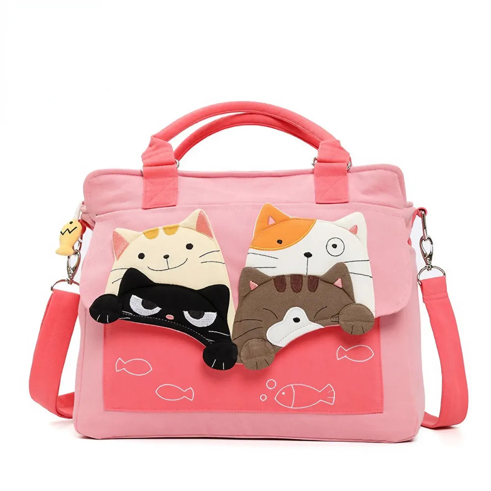 Kawaii Blue Cat Theme Cotton Cute Crossbody Bag Casual and Multi-functional Kawaii Blue Cat Theme Cotton Cute Crossbody Bag Casual and Multi-functional