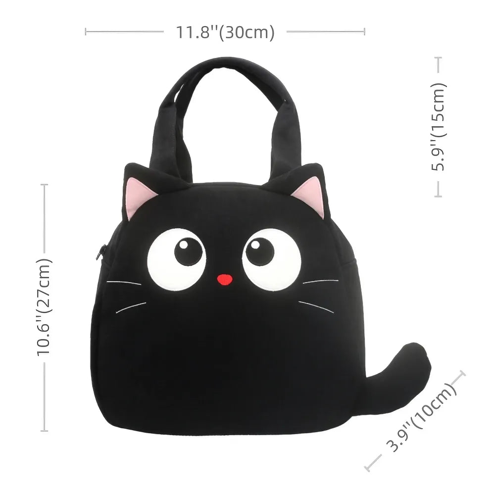 Cute Black Cat-themed Cotton Kawaii Tote Bag Casual and Minimalistic Design Cute Black Cat-themed Cotton Kawaii Tote Bag Casual and Minimalistic Design