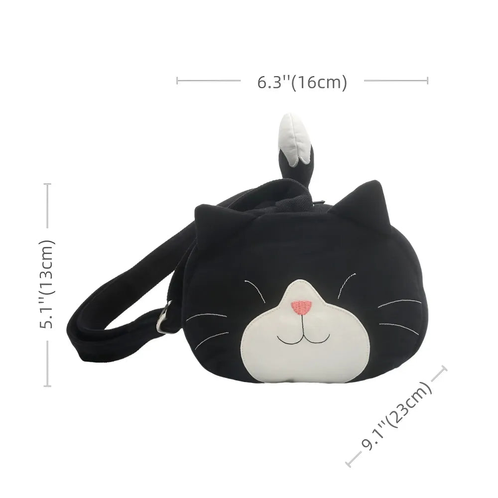 Kawaii Black Cat-themed Cotton Cute Crossbody Bag Casual Bucket Bag Kawaii Black Cat-themed Cotton Cute Crossbody Bag Casual Bucket Bag