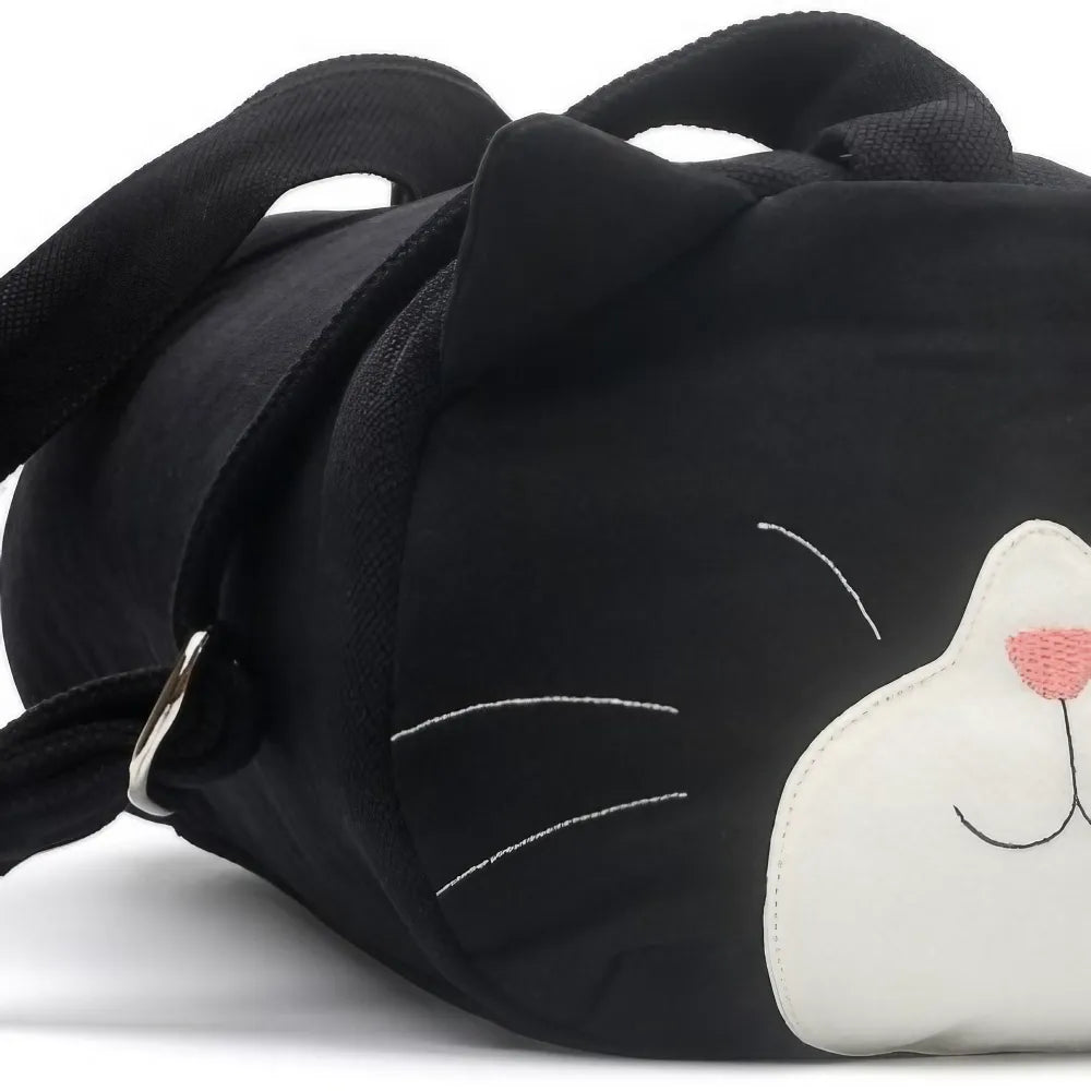 Kawaii Black Cat-themed Cotton Cute Crossbody Bag Casual Bucket Bag Kawaii Black Cat-themed Cotton Cute Crossbody Bag Casual Bucket Bag