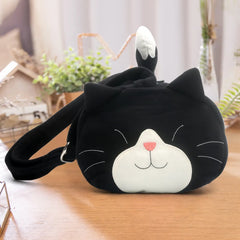 Kawaii Black Cat-themed Cotton Cute Crossbody Bag Casual Bucket Bag