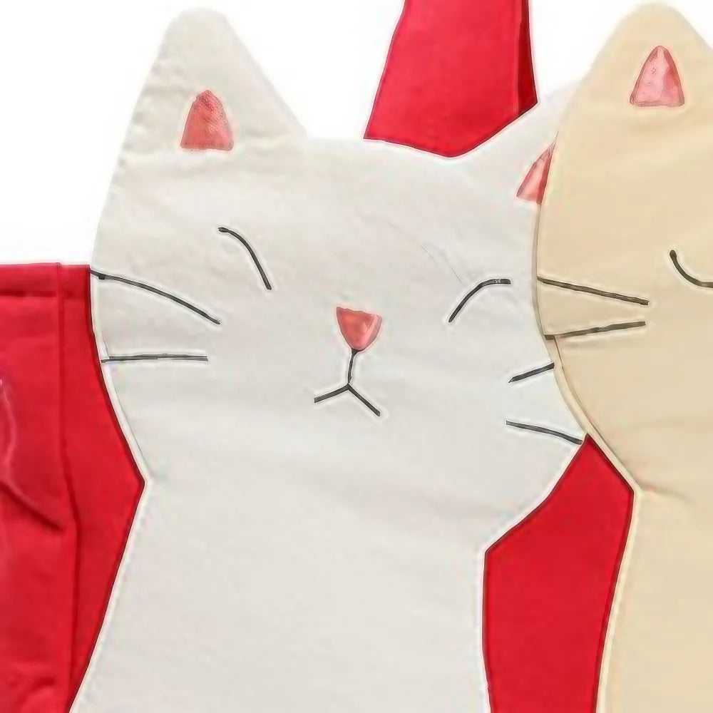 Kawaii Red Cotton Cat Trio Casual Cute Handbag Perfect for Cat Lovers Kawaii Red Cotton Cat Trio Casual Cute Handbag Perfect for Cat Lovers
