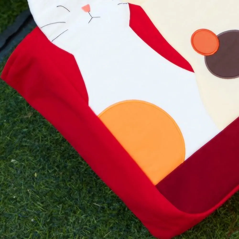 Kawaii Red Cotton Cat Trio Casual Cute Handbag Perfect for Cat Lovers Kawaii Red Cotton Cat Trio Casual Cute Handbag Perfect for Cat Lovers