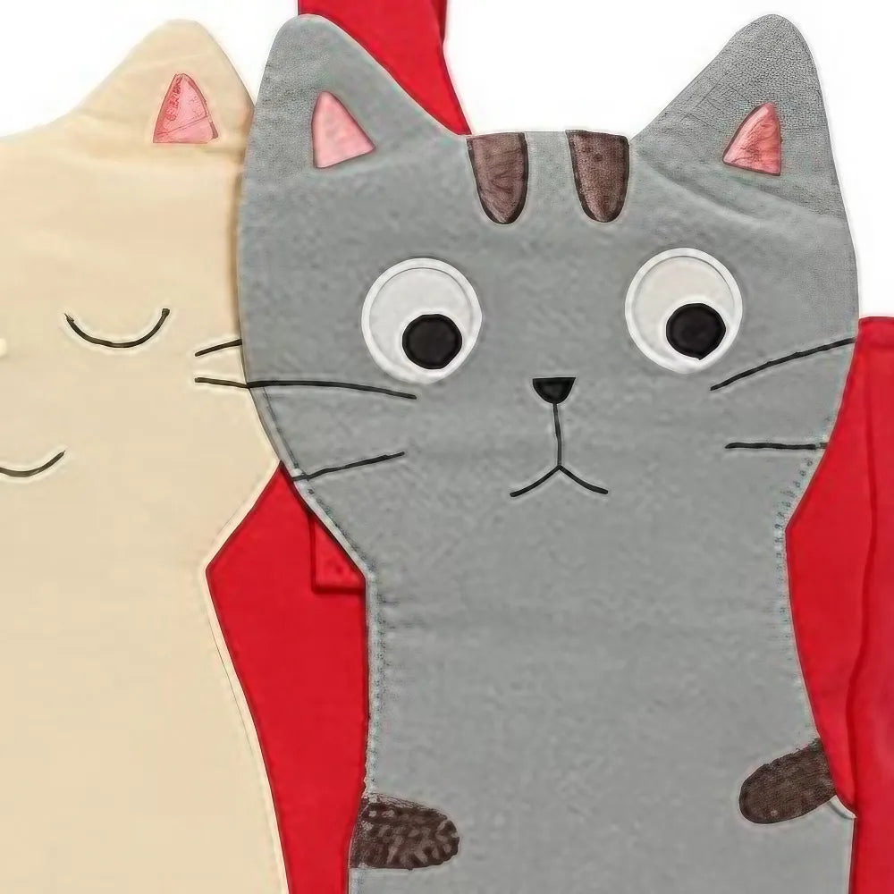 Kawaii Red Cotton Cat Trio Casual Cute Handbag Perfect for Cat Lovers Kawaii Red Cotton Cat Trio Casual Cute Handbag Perfect for Cat Lovers