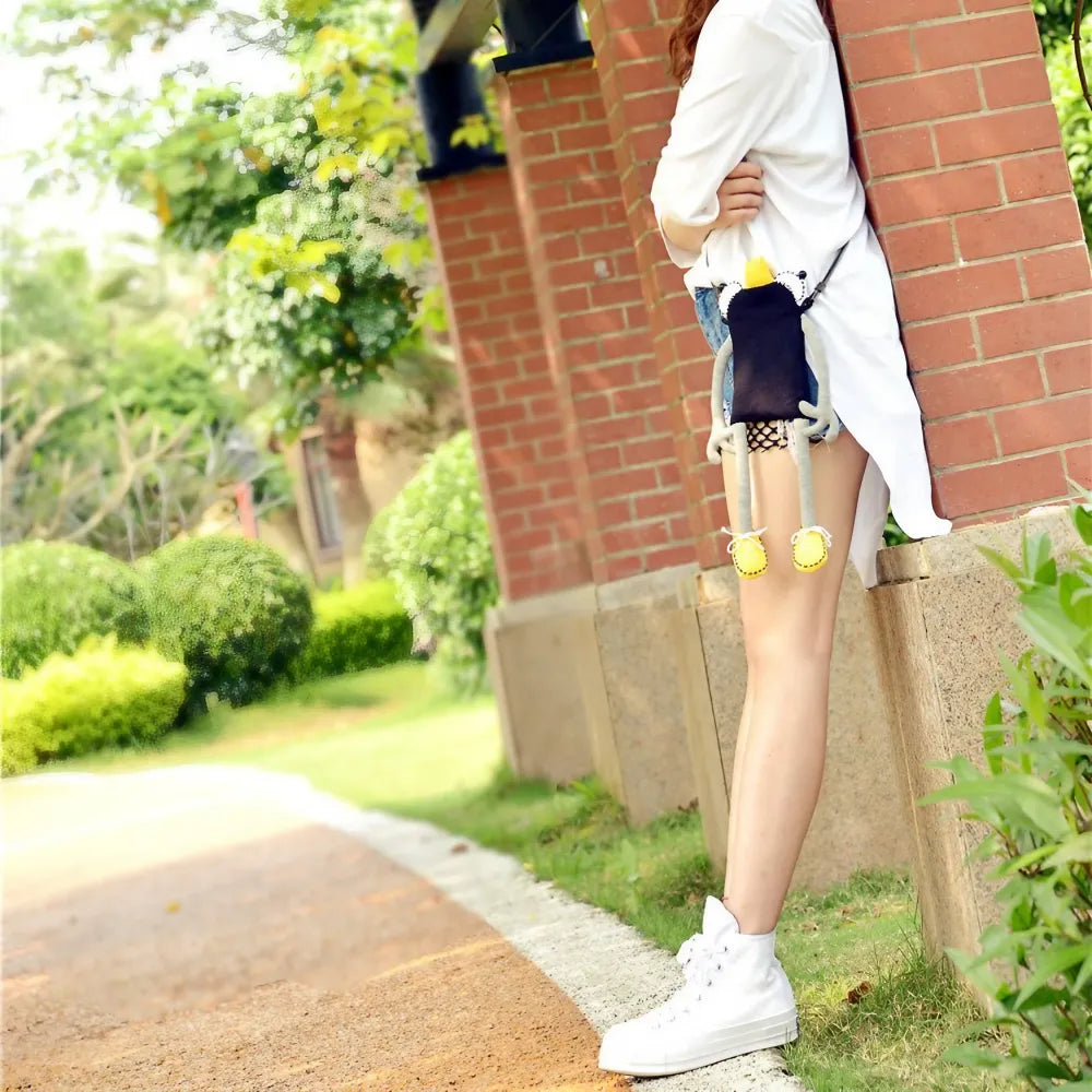 Kawaii Black Cotton Cute Crossbody Bag Frog Prince Theme Casual and Phone Bag - Handmade Kawaii Black Cotton Cute Crossbody Bag Frog Prince Theme Casual and Phone Bag - Handmade