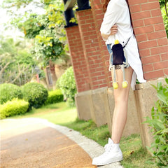 Kawaii Black Cotton Cute Crossbody Bag Frog Prince Theme Casual and Phone Bag - Handmade