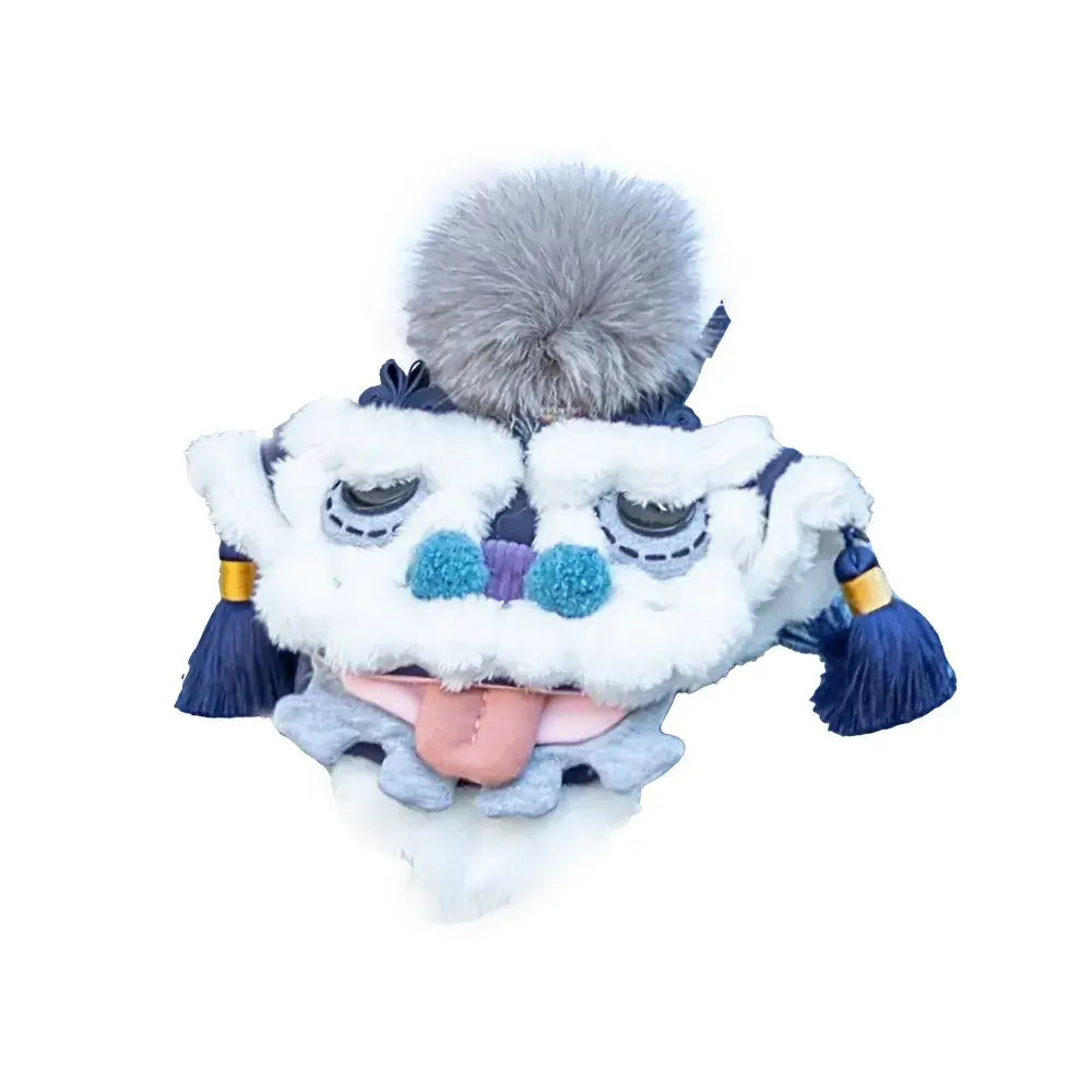 Kawaii Blue Cotton Cute Crossbody Bag Mini Casual Bag with Lion Dance Theme - Handmade