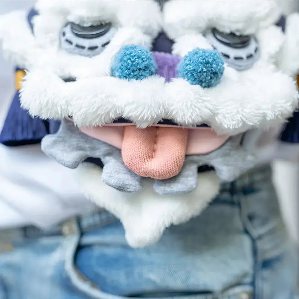 Kawaii Blue Cotton Cute Crossbody Bag Mini Casual Bag with Lion Dance Theme - Handmade Kawaii Blue Cotton Cute Crossbody Bag Mini Casual Bag with Lion Dance Theme - Handmade