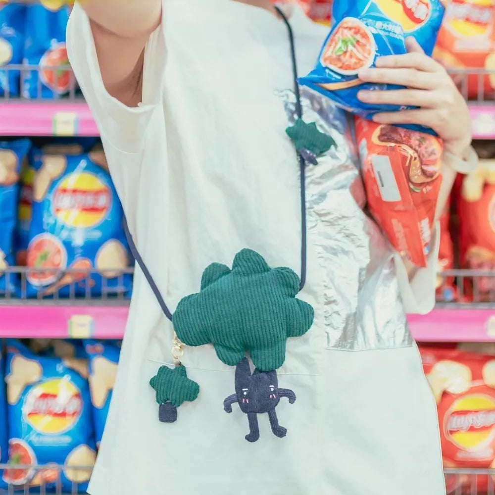 Kawaii Cotton Cute Crossbody Bag Broccoli Theme Casual and Mini Bag Kawaii Cotton Cute Crossbody Bag Broccoli Theme Casual and Mini Bag