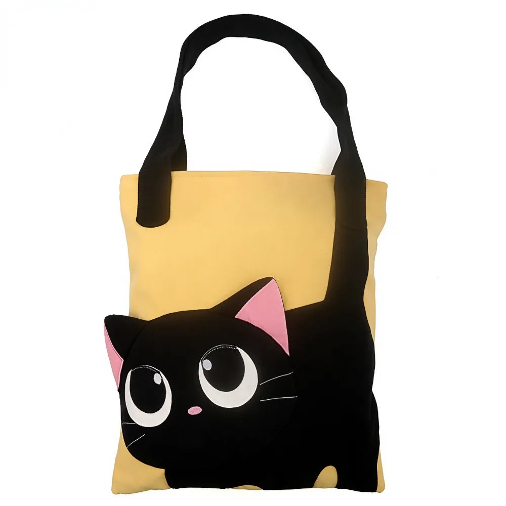 Kawaii Black Cat Theme Cotton Cute Single Shoulder Bag Casual and Cute Kawaii Black Cat Theme Cotton Cute Single Shoulder Bag Casual and Cute