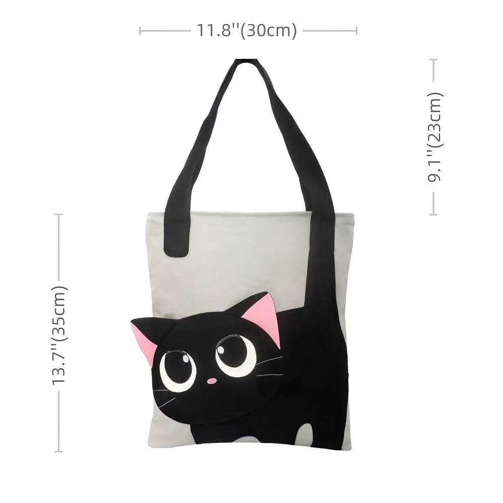Kawaii Black Cat Theme Cotton Cute Single Shoulder Bag Casual and Cute Kawaii Black Cat Theme Cotton Cute Single Shoulder Bag Casual and Cute