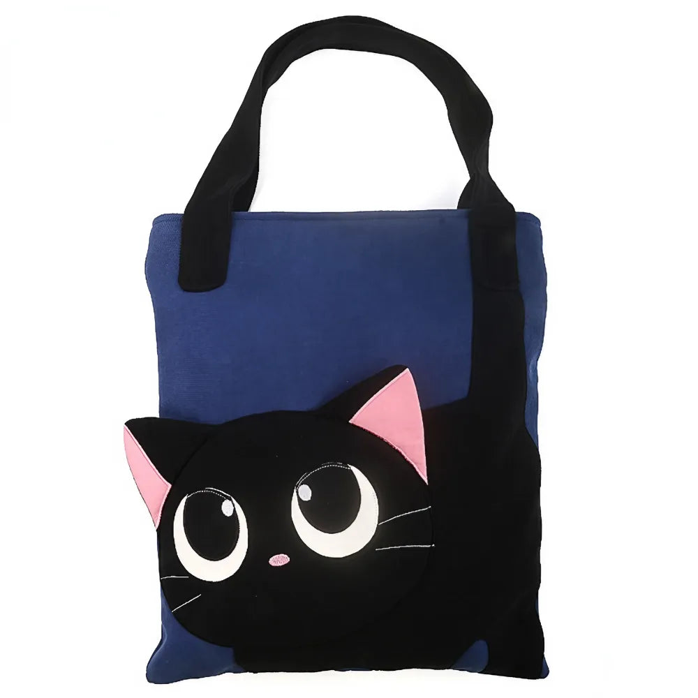 Kawaii Black Cat Theme Cotton Cute Single Shoulder Bag Casual and Cute Kawaii Black Cat Theme Cotton Cute Single Shoulder Bag Casual and Cute