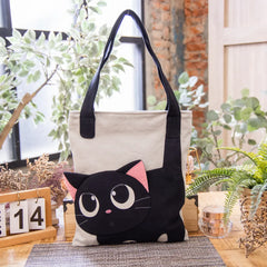 Kawaii Black Cat Theme Cotton Cute Single Shoulder Bag Casual and Cute