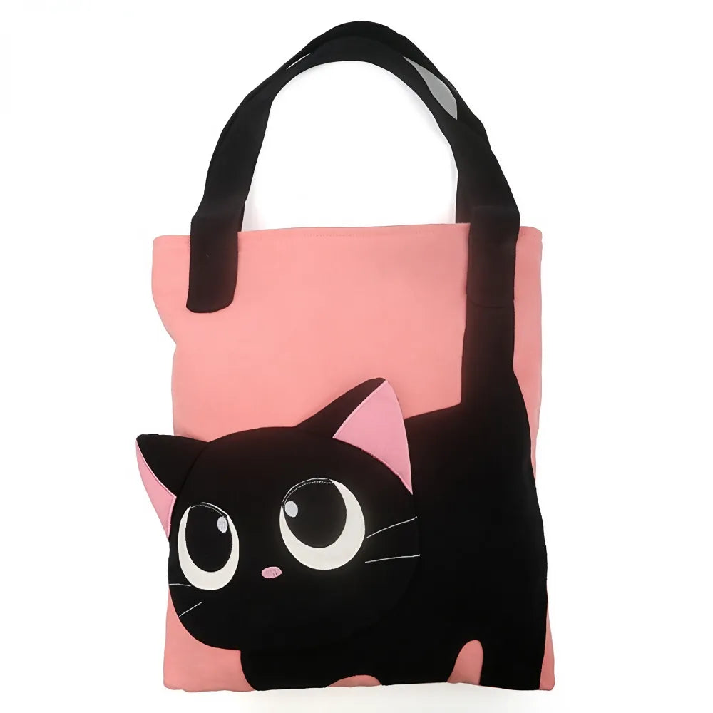 Kawaii Black Cat Theme Cotton Cute Single Shoulder Bag Casual and Cute Kawaii Black Cat Theme Cotton Cute Single Shoulder Bag Casual and Cute