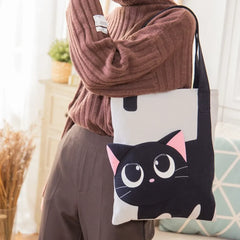 Kawaii Black Cat Theme Cotton Cute Single Shoulder Bag Casual and Cute