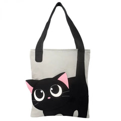 Kawaii Black Cat Theme Cotton Cute Single Shoulder Bag Casual and Cute