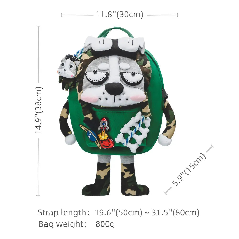 Kawaii Green Canvas Cute Handmade Backpack Perfect for Casual Use Featuring Husky Dog Design Kawaii Green Canvas Cute Handmade Backpack Perfect for Casual Use Featuring Husky Dog Design