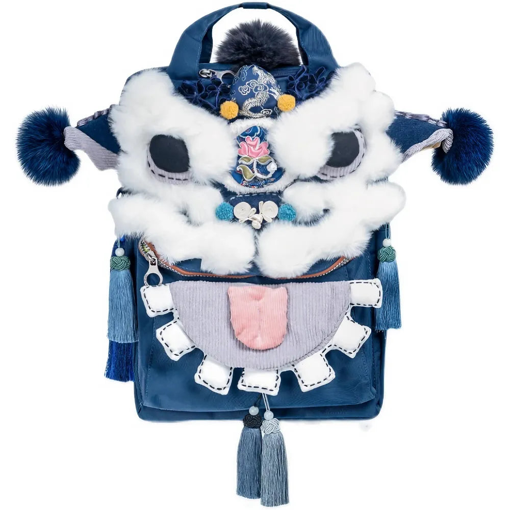 Kawaii Lion Roar Blue Polyester Cute Backpack Casual Unique and Versatile