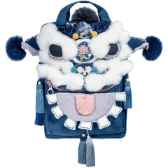 Kawaii Lion Roar Blue Polyester Cute Backpack Casual Unique and Versatile