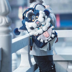 Kawaii Lion Roar Blue Polyester Cute Backpack Casual Unique and Versatile