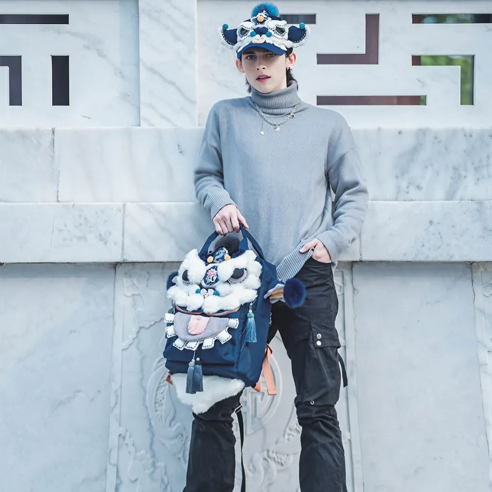 Kawaii Lion Roar Blue Polyester Cute Backpack Casual Unique and Versatile Kawaii Lion Roar Blue Polyester Cute Backpack Casual Unique and Versatile