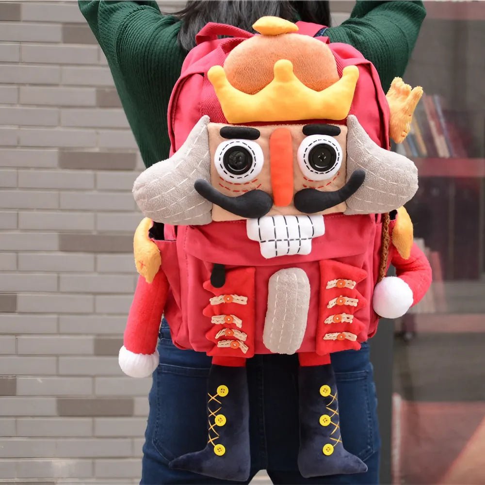 Cute Nutcracker Canvas Handmade Kawaii Anime Backpack Red Casual and Unique Cute Nutcracker Canvas Handmade Kawaii Anime Backpack Red Casual and Unique