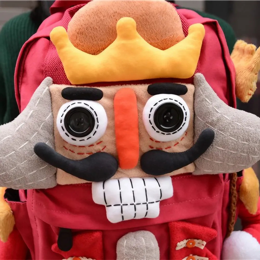 Cute Nutcracker Canvas Handmade Kawaii Anime Backpack Red Casual and Unique Cute Nutcracker Canvas Handmade Kawaii Anime Backpack Red Casual and Unique
