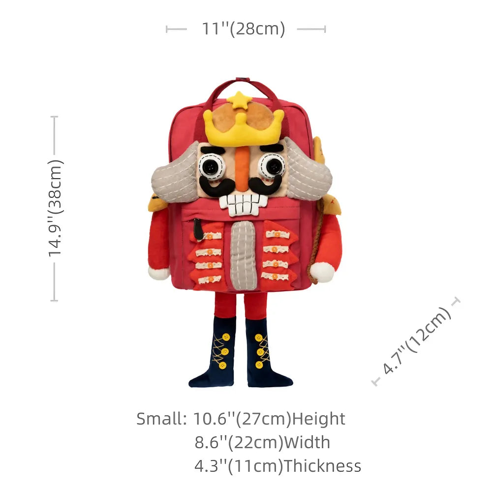 Cute Nutcracker Canvas Handmade Kawaii Anime Backpack Red Casual and Unique Cute Nutcracker Canvas Handmade Kawaii Anime Backpack Red Casual and Unique