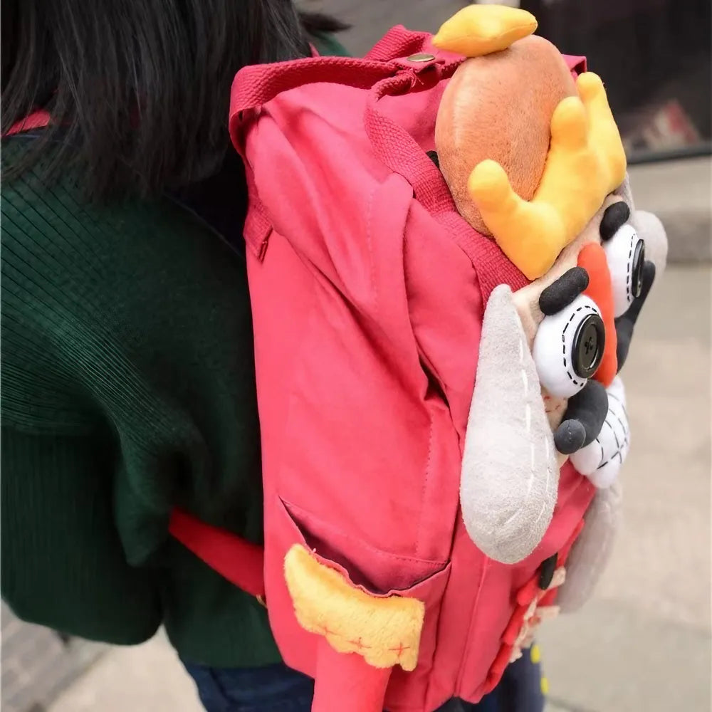 Cute Nutcracker Canvas Handmade Kawaii Anime Backpack Red Casual and Unique Cute Nutcracker Canvas Handmade Kawaii Anime Backpack Red Casual and Unique