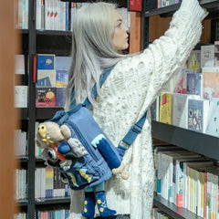 카와이 넛크래커 해적 캔버스 귀여운 백팩 캐주얼하고 독특한 블루 핸드메이드 백팩