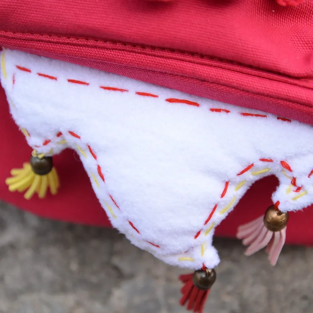 Cute Oriental Lion Dance Canvas Kawaii Backpack Handmade Stylish and Casual Daypack in Rose Red Cute Oriental Lion Dance Canvas Kawaii Backpack Handmade Stylish and Casual Daypack in Rose Red