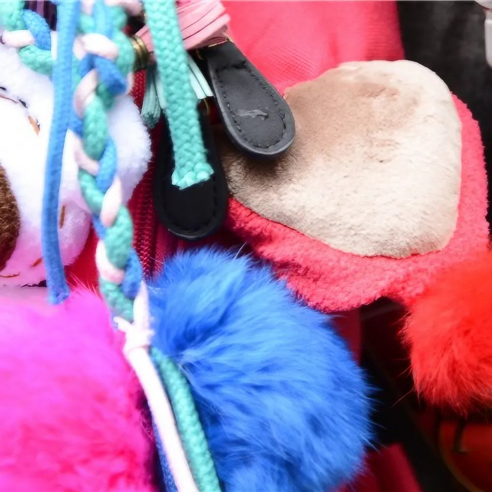 Cute Oriental Lion Dance Canvas Kawaii Backpack Handmade Stylish and Casual Daypack in Rose Red Cute Oriental Lion Dance Canvas Kawaii Backpack Handmade Stylish and Casual Daypack in Rose Red