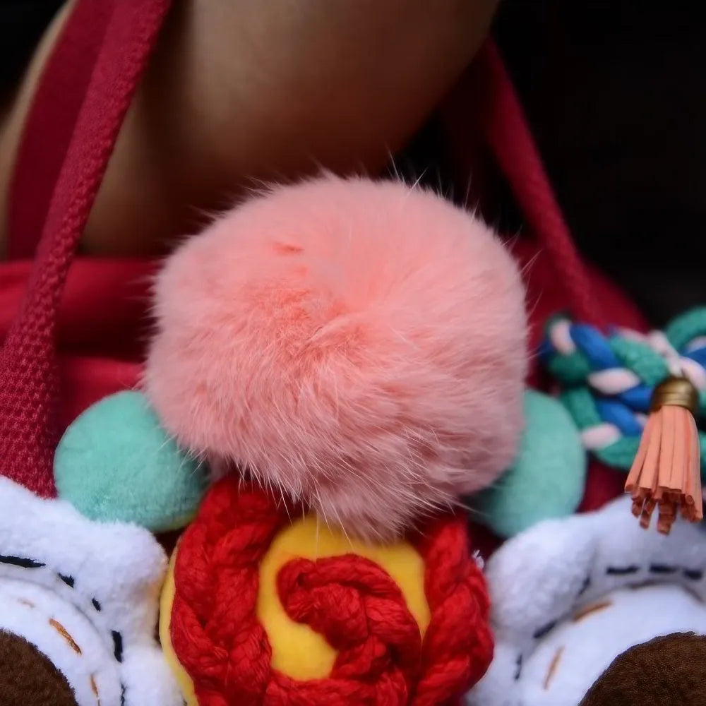 Cute Oriental Lion Dance Canvas Kawaii Backpack Handmade Stylish and Casual Daypack in Rose Red Cute Oriental Lion Dance Canvas Kawaii Backpack Handmade Stylish and Casual Daypack in Rose Red