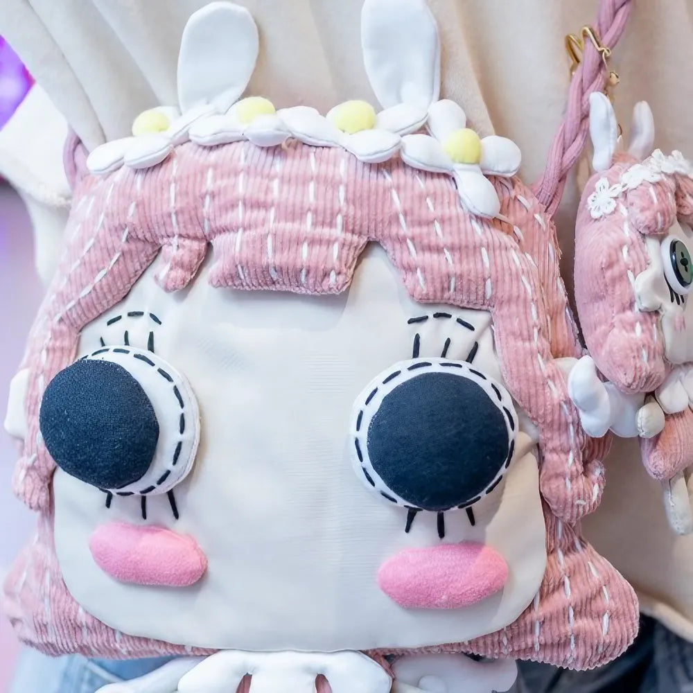 Cute Pink Cotton Kawaii Crossbody Bag for Casual and Phone Storage Cute Pink Cotton Kawaii Crossbody Bag for Casual and Phone Storage