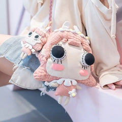 Cute Pink Cotton Kawaii Crossbody Bag for Casual and Phone Storage