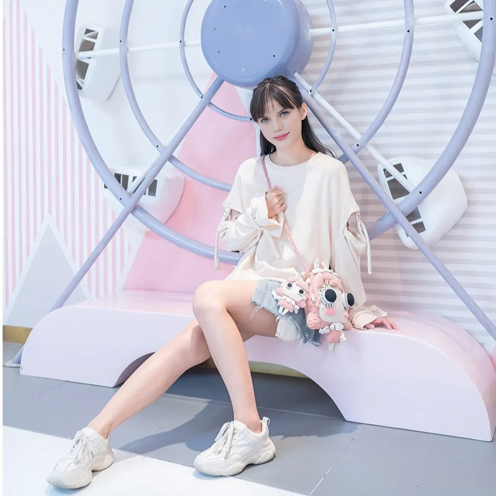 Cute Pink Cotton Kawaii Crossbody Bag for Casual and Phone Storage Cute Pink Cotton Kawaii Crossbody Bag for Casual and Phone Storage