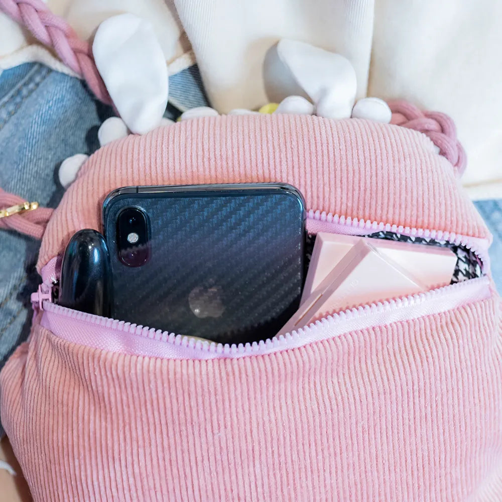 Cute Pink Cotton Kawaii Crossbody Bag for Casual and Phone Storage Cute Pink Cotton Kawaii Crossbody Bag for Casual and Phone Storage