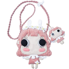 Cute Pink Cotton Kawaii Crossbody Bag for Casual and Phone Storage