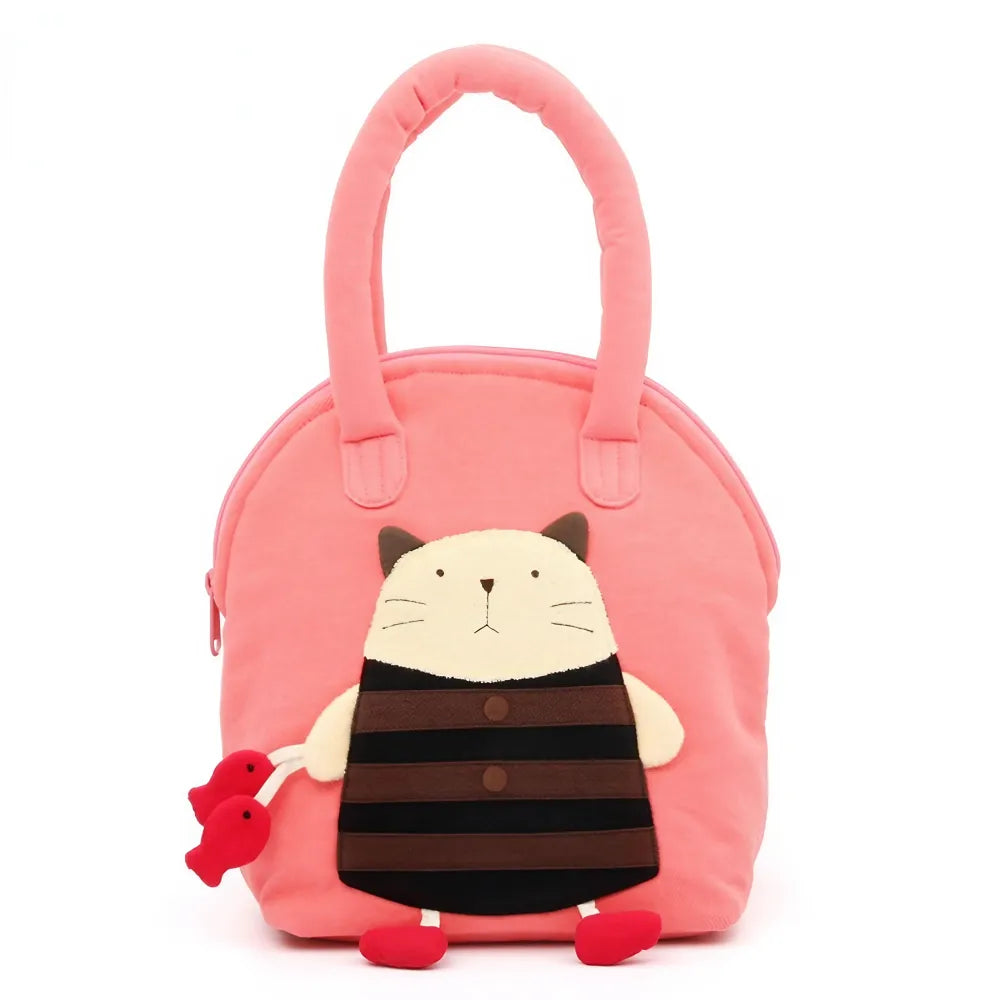 Kawaii Black Cotton Cute Handbag with Fisherman Cat Theme Lightweight and Stylish Kawaii Black Cotton Cute Handbag with Fisherman Cat Theme Lightweight and Stylish