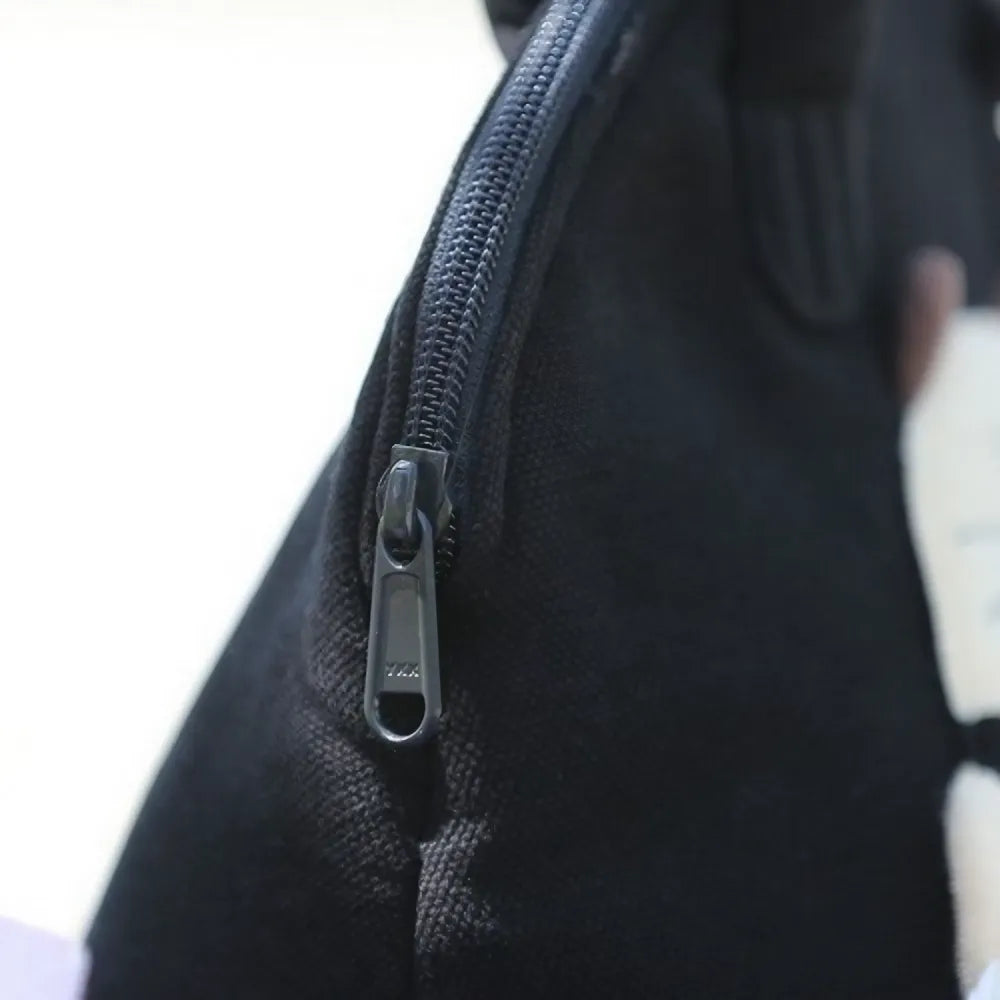 Kawaii Black Cotton Cute Handbag with Fisherman Cat Theme Lightweight and Stylish Kawaii Black Cotton Cute Handbag with Fisherman Cat Theme Lightweight and Stylish