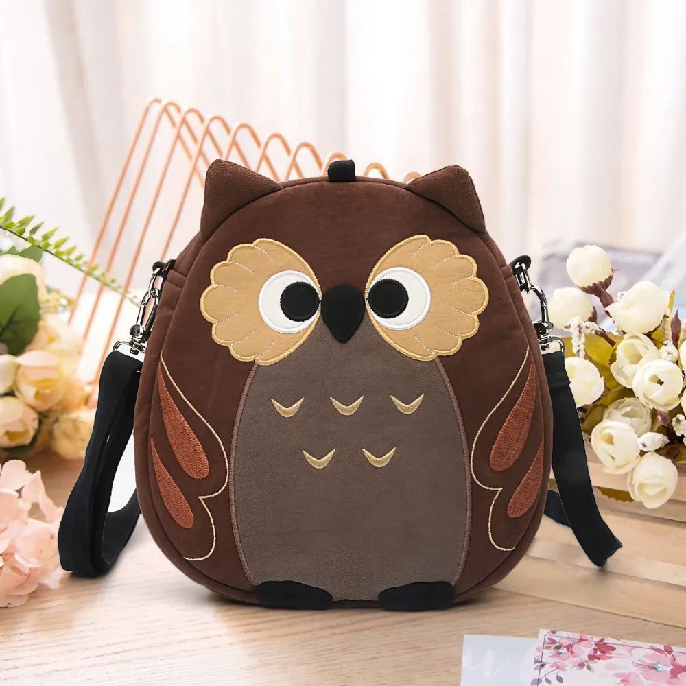 Cute Brown Anime Owl Kawaii Crossbody Bag  Casual Cotton Owl-themed Shoulder Purse Cute Brown Anime Owl Kawaii Crossbody Bag  Casual Cotton Owl-themed Shoulder Purse
