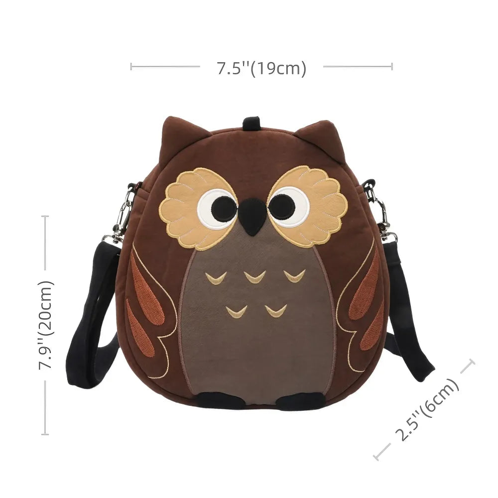 Cute Brown Anime Owl Kawaii Crossbody Bag  Casual Cotton Owl-themed Shoulder Purse Cute Brown Anime Owl Kawaii Crossbody Bag  Casual Cotton Owl-themed Shoulder Purse
