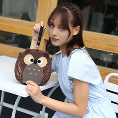 Cute Brown Anime Owl Kawaii Crossbody Bag  Casual Cotton Owl-themed Shoulder Purse