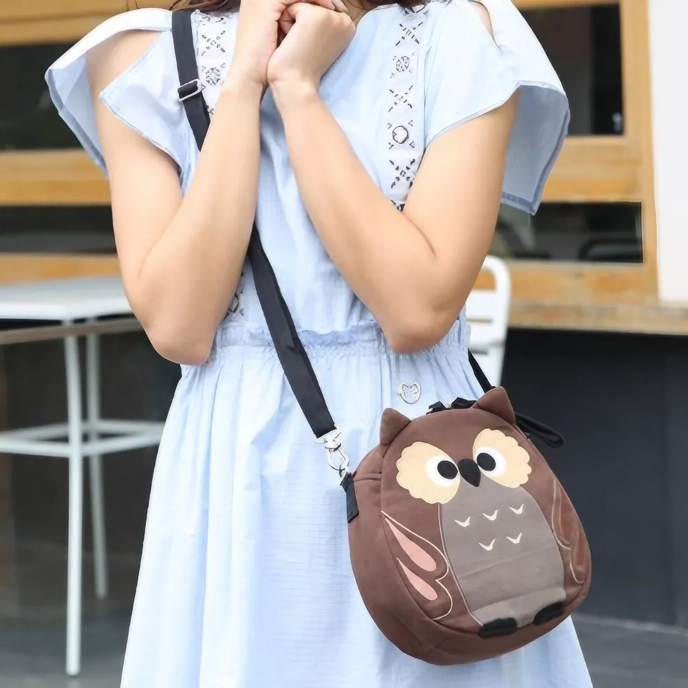 Cute Brown Anime Owl Kawaii Crossbody Bag  Casual Cotton Owl-themed Shoulder Purse Cute Brown Anime Owl Kawaii Crossbody Bag  Casual Cotton Owl-themed Shoulder Purse
