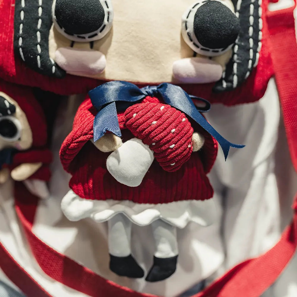 Kawaii Red Hat Doll Crossbody Bag in Corduroy Cute Casual Shoulder Bag Kawaii Red Hat Doll Crossbody Bag in Corduroy Cute Casual Shoulder Bag