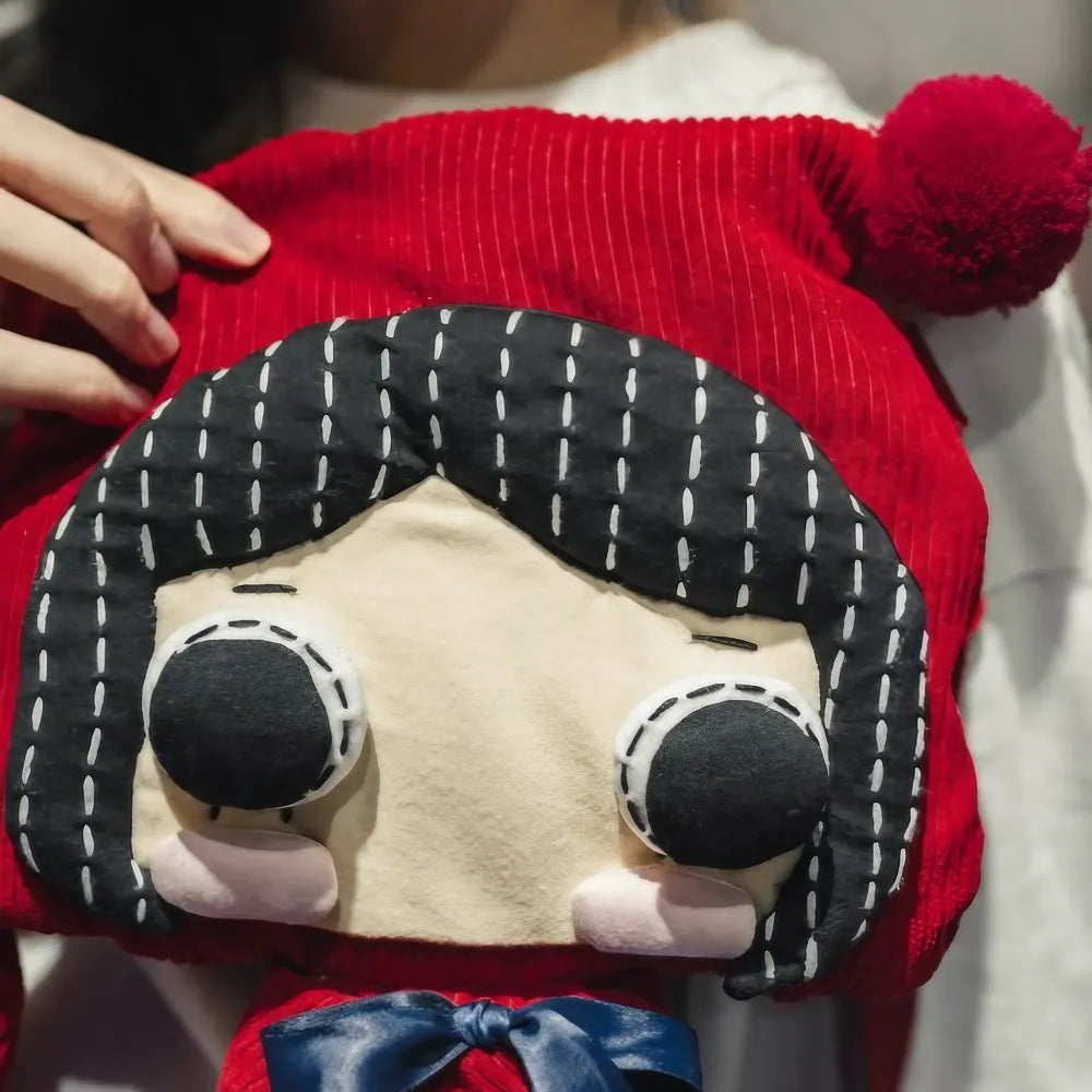 Kawaii Red Hat Doll Crossbody Bag in Corduroy Cute Casual Shoulder Bag Kawaii Red Hat Doll Crossbody Bag in Corduroy Cute Casual Shoulder Bag